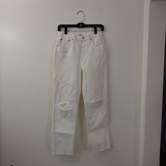 NWT Women's White Re/done High Rise Stove Pipe Jeans 24 (US 0) - Picture 4 of 16